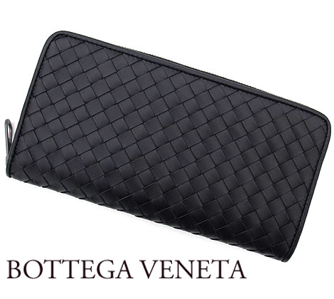 ボッテガヴェネタ 財布（メンズ） BOTTEGA VENETA ボッテガヴェネタ 510643 V4651 1000 イントレチャート ラウンドファスナー長財布 カーフレザー ブラック メンズ 新品 【送料無料】