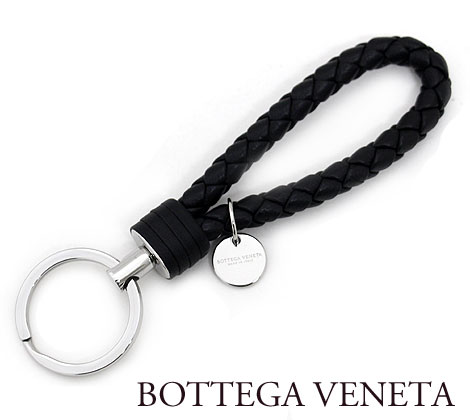 ボッテガヴェネタ キーホルダー（レディース） BOTTEGA VENETA　ボッテガヴェネタ　113539 V001D 1000　レザー　キーリング　キーホルダー　ブラック 【送料無料】