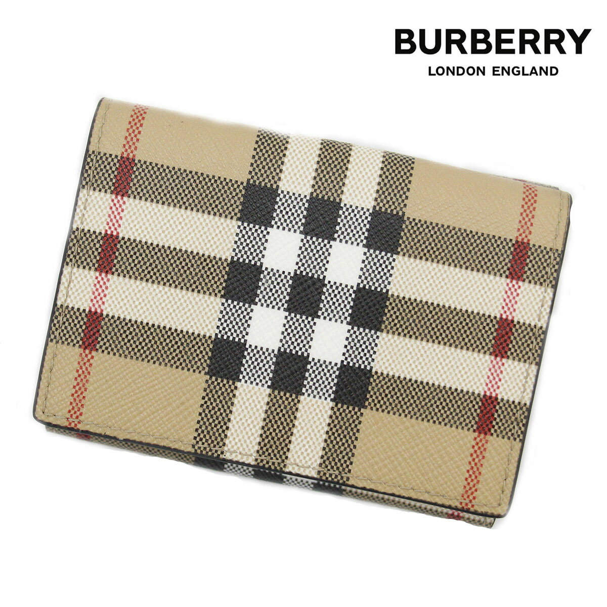 BURBERRY　バーバリー 8064451 A7026 小銭入れ付　三つ折り財布 コンパクトウォレット メンズ レディース ユニセックス　ヴィンテージチェック　レザー　アーカイブベージュ　ギフト 【送料無料】