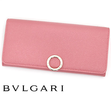 ブルガリ 財布（レディース） BVLGARI　ブルガリ　287302　ブルガリ・ブルガリ　小銭入れ付　長財布　CANDY QUARTZ / CARMINE JASPER　ピンク×レッド【送料無料】