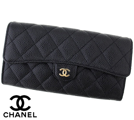 CHANEL シャネル マトラッセ AP0241 Y01864 C3906 キャビアスキン クラシック 小銭入れ付 ココマーク 長財布 ブラック×ゴールド金具 新品 ギフト 人気商品!!【送料無料】