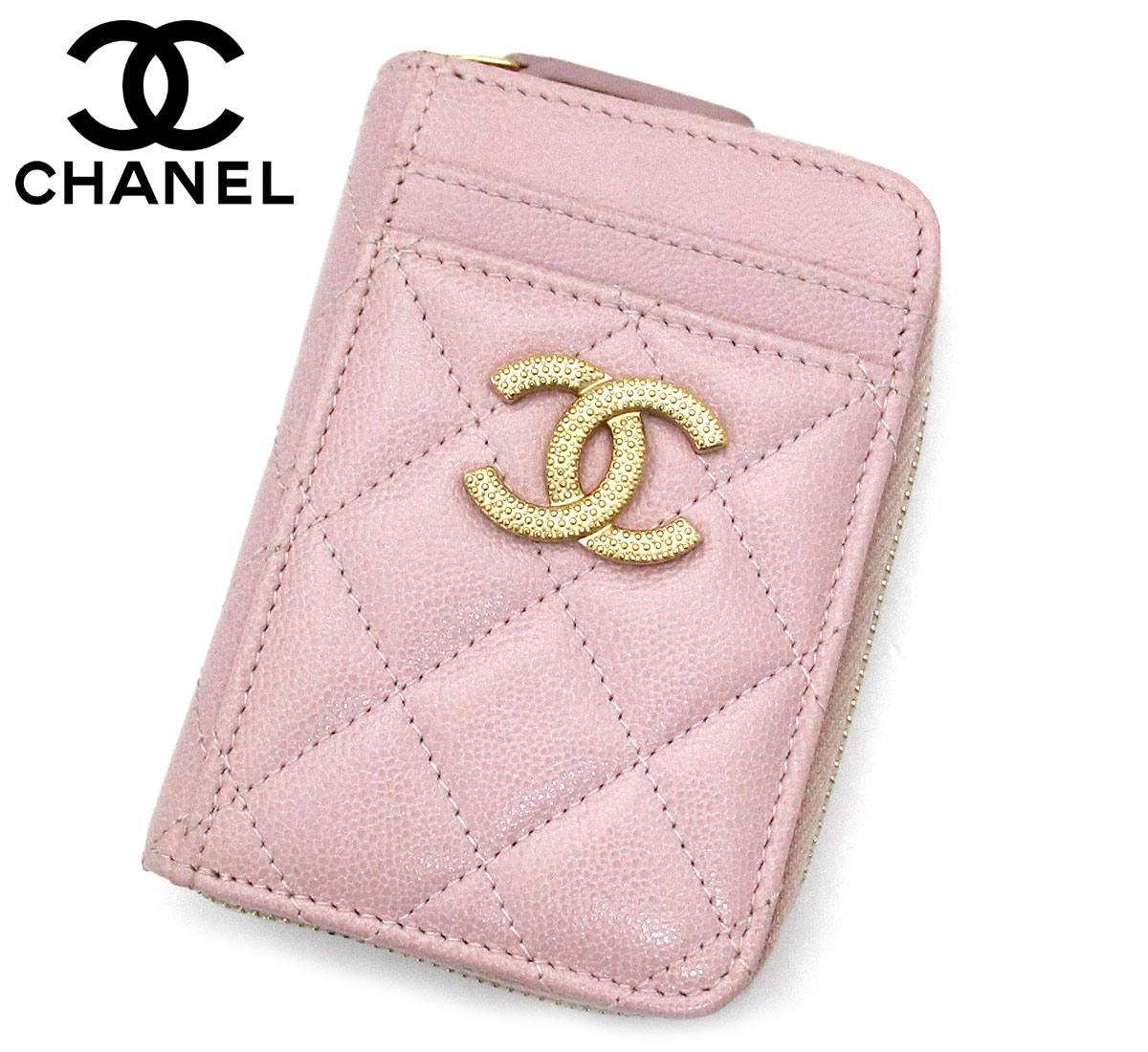 CHANEL　シャネル　AP2966 PINK　キャビアスキン　小銭入れ コインケース　コインパース　ピンク　ゴールド金具　新品 ギフト 箱付 【送料無料】