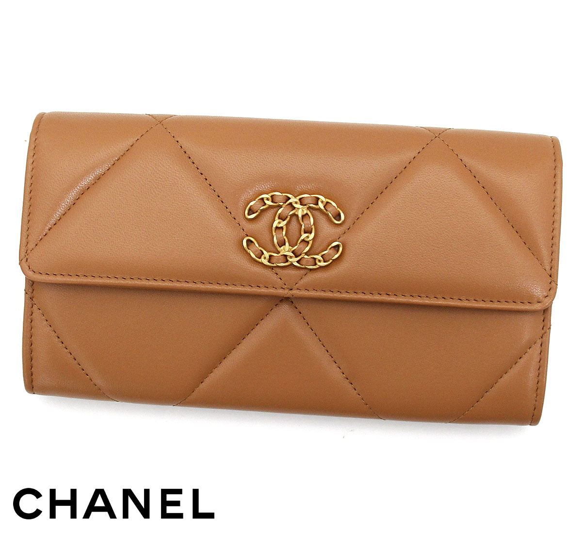 シャネル 財布 レディース（売れ筋ランキング） CHANEL シャネル AP0955 シャネル19 ディズヌフ ラムスキン ロングフラップ ウォレット 小銭入れ付 長財布 ココマーク ブラウン系 新品 【送料無料】