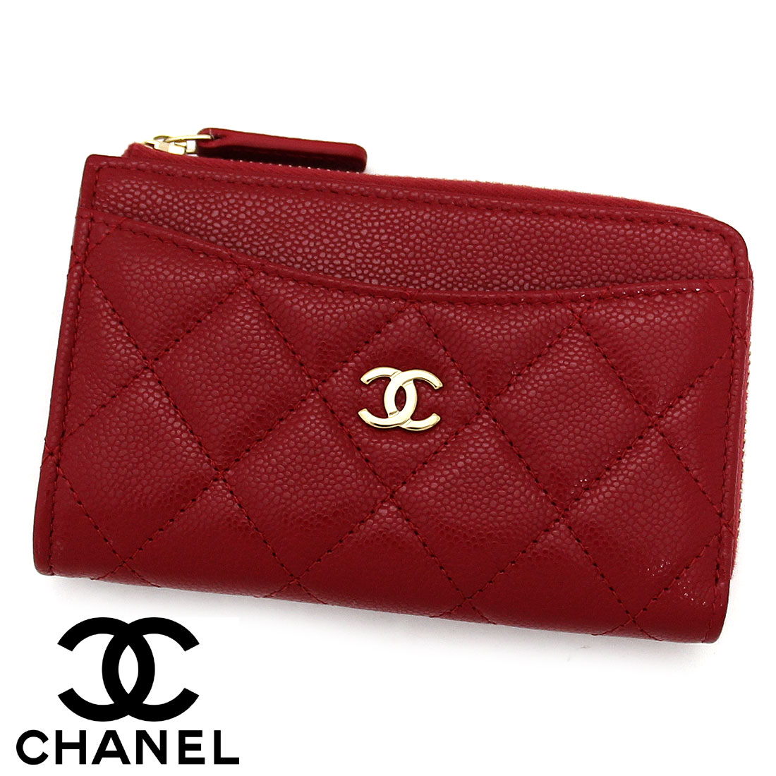 CHANEL シャネル AP3179 マトラッセ キャビアスキン 小銭入れ コインカードホルダー フラグメントケース カード入れ ルージュピンク系×ゴールド金具 新品 ギフト【送料無料】のサムネイル