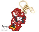 【DISNEY X COACH 】アウトレット コーチ ディズニーコラボ CN008 IMRZP レザー キーホルダー バッグチャーム エレクトリックレッド 新品 ギフト 保存袋【送料無料】