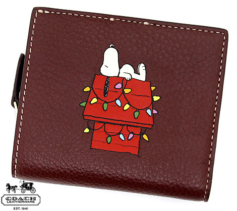 コーチ COACH アウトレット コーチ CF252 IMMZI　PEANUTS コラボ　SNOOPY スヌーピー スナップ ウォレット　二つ折り財布 コンパクト財布 ミニ財布 小銭入れ付 ワインマルチ 【送料無料】