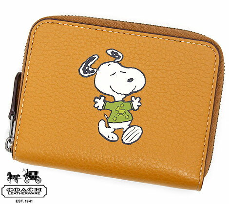 COACH アウトレット コーチ CE869 QBRQD シグネチャー SNOOPY PEANUTS コラボ スヌーピー ウォーク モチーフ スモール ジップ アラウンド ウォレット 二つ折り財布 コンパクト財布 ミニ財布 フラックスマルチ【送料無料】