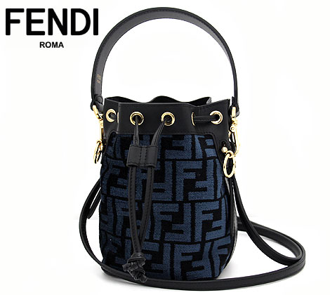 FENDI フェンディ 8BS010 ALMK F0E2A FFロゴ ミニ モントレゾール バケットバッグ ハンドバッグ ショルダーバッグ レディース ネイビーブルー 新品【送料無料】