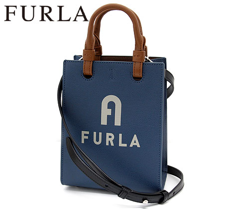 FURLA フルラ　WB00729 BX1230 1845S　VARSITY STYLE MINI TOTE ミニ トートバッグ ショルダーバッグ クロスボディ レザー BLU JAY×MARMOc ブルー系【送料無料】