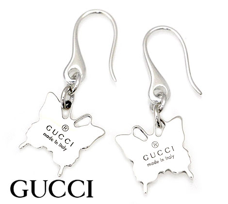 グッチ ピアス（レディース） GUCCI グッチ 223991 J8400 8106 TRADEMARK バタフライ 蝶 フックピアス ジプシー アクセサリー シルバー レディース 両耳用【送料無料】