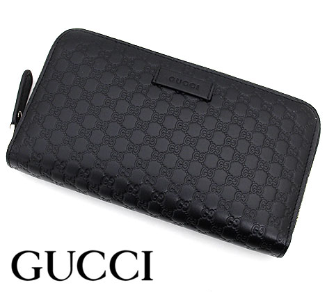 グッチ 長財布 レディース GUCCI グッチ 449391 BMJ1G 1000　アウトレット　マイクログッチシマ　小銭入れ付　ラウンドファスナー長財布　ブラック【送料無料】