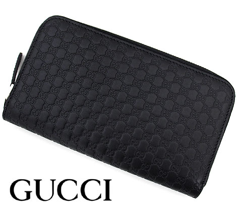 GUCCI グッチ 544473 BMJ1N 1000　アウトレット　マイクログッチシマ　小銭入れ付　ラウンドファスナー長財布　ブラック【送料無料】