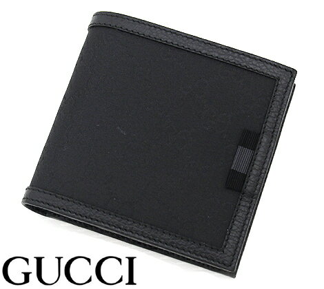 GUCCI　グッチ 150413 G1XWN 8615 アウトレット 小銭入れ付き 二つ折り財布 ブラック GGナイロンキャンバス×レザー ボックス付【送料無料】