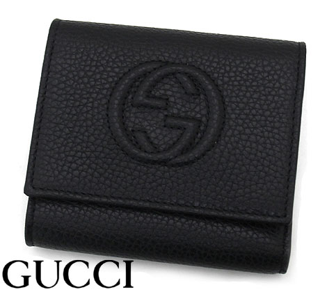 GUCCI グッチ アウトレット 598207 A7M0G 1000 ソーホー インターロッキングG 小銭入れ付 三つ折り財布 ブラック 新品 男女兼用 ギフト【送料無料】