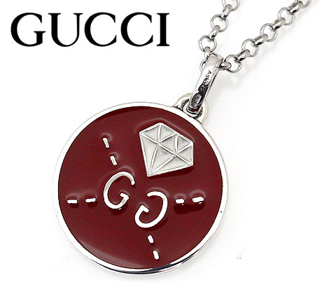 GUCCI グッチ 459358 J89L0 8519 ゴースト ネックレス ペンダント アクセサリー シルバー レディース レッド 【送料無料】