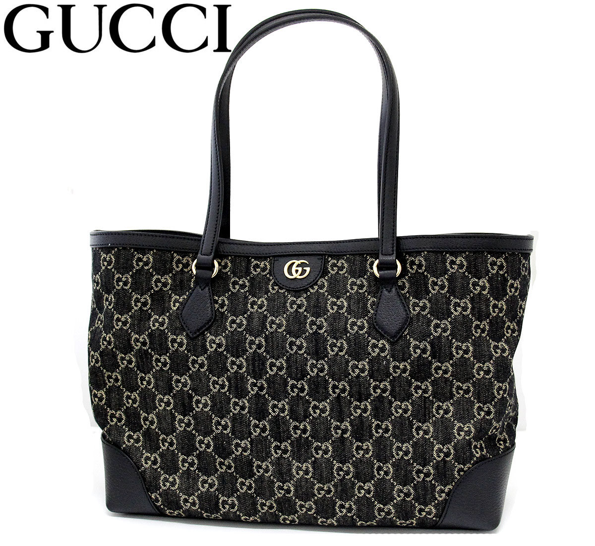 グッチ 帆布・キャンバス トートバッグ レディース GUCCI グッチ 631685 UN3BG 1274 オフィディア ミディアムトートバッグ デニム ブラック GGキャンバス 新品 アウトレット ラッピング不可【送料無料】