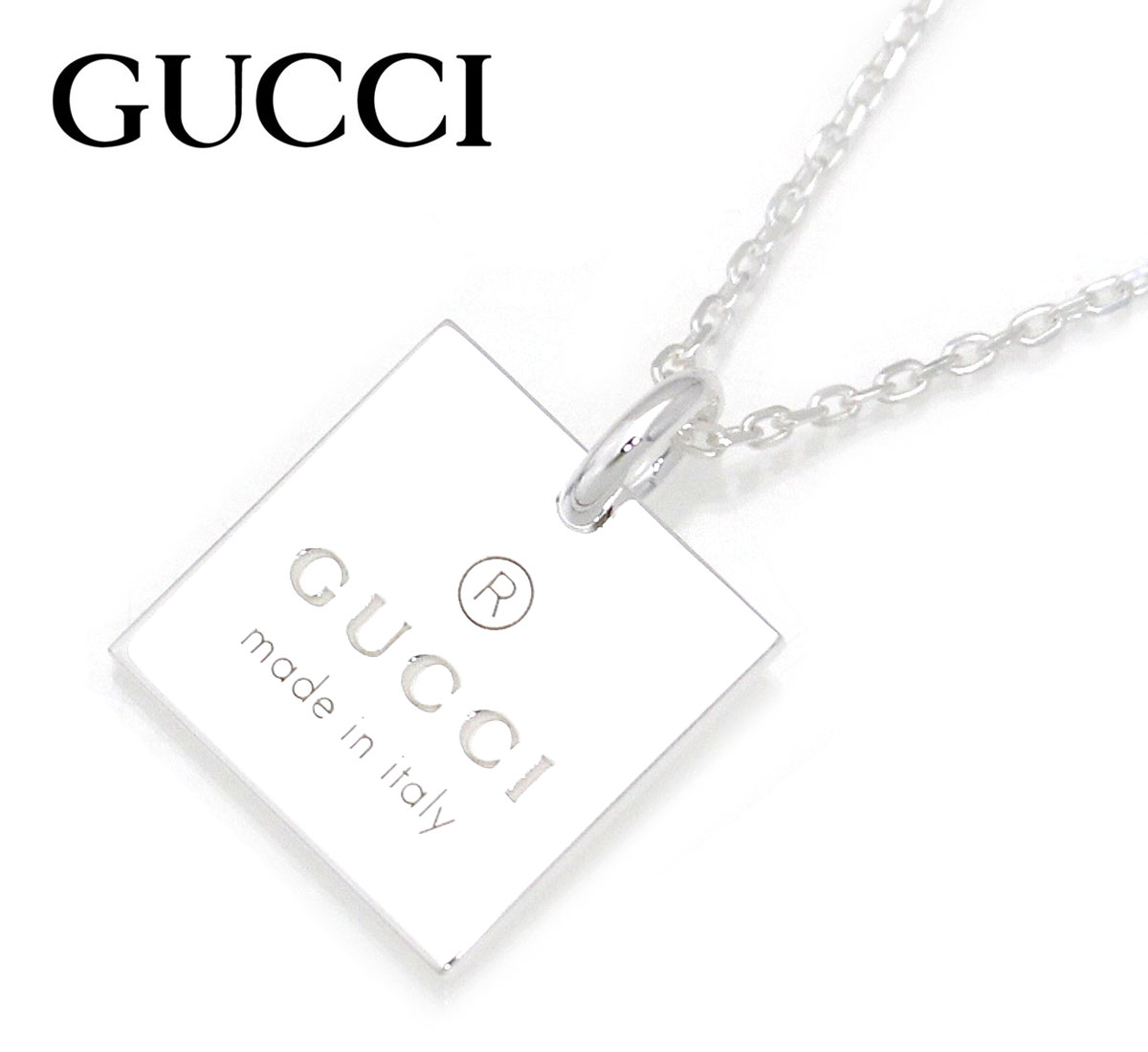 GUCCI グッチ 223869 J8400 8106 トレードマーク スクエア ネックレス ペンダント アクセサリー シルバー メンズ レディース ユニセックス 【送料無料】