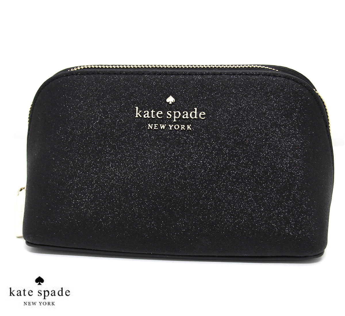 ケイトスペード ポーチ（レディース） kate spade ケイトスペード K9263 001 コスメポーチ 化粧ポーチ tinsel grlitter fabric samll ティンセル グリッター ブラック 新品 レディース ギフト【送料無料】