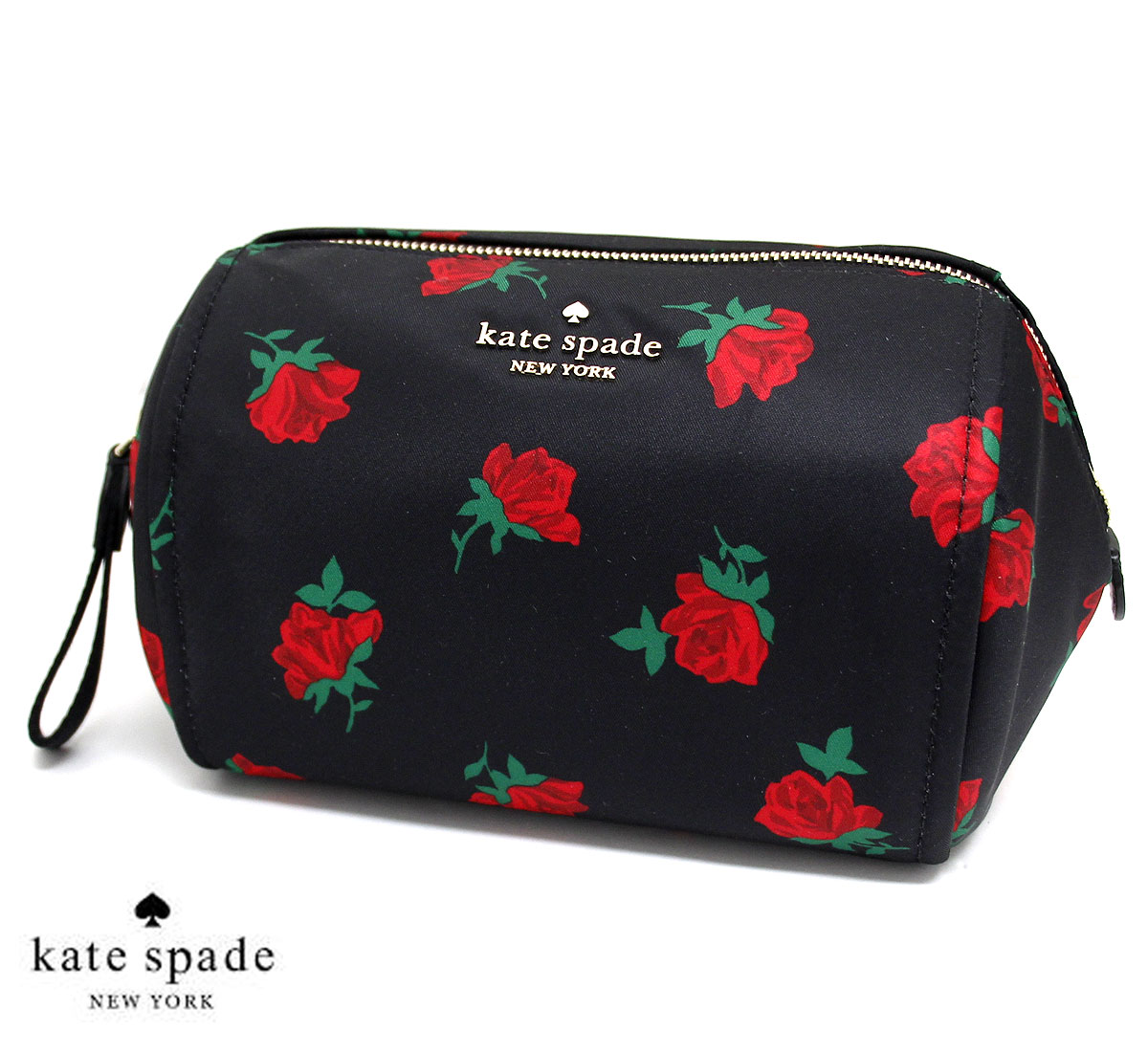 ケイトスペード ポーチ（レディース） kate spade ケイトスペード KE611 001 チェルシー ローズ トス プリント ミディアム コスメティック ナイロン　コスメポーチ　化粧ポーチ　ブラックマルチ レディース ギフト【送料無料】