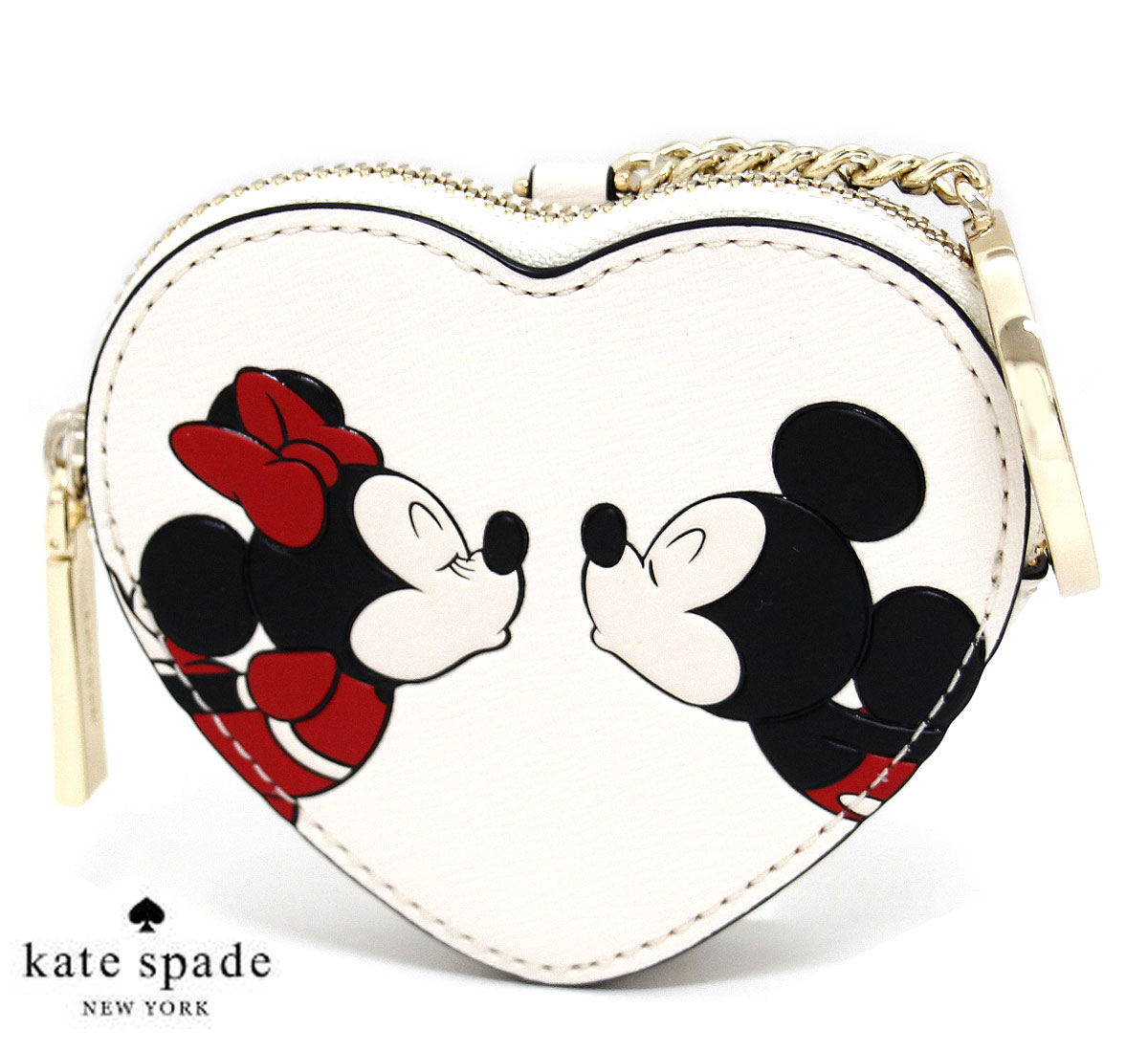 ディズニー kate spade ケイトスペード KG657 960 PARCHMANT ディズニーコラボ ミッキーマウス ミニーマウス ハート型 コインケース コインパース Disney ホワイト 【送料無料】