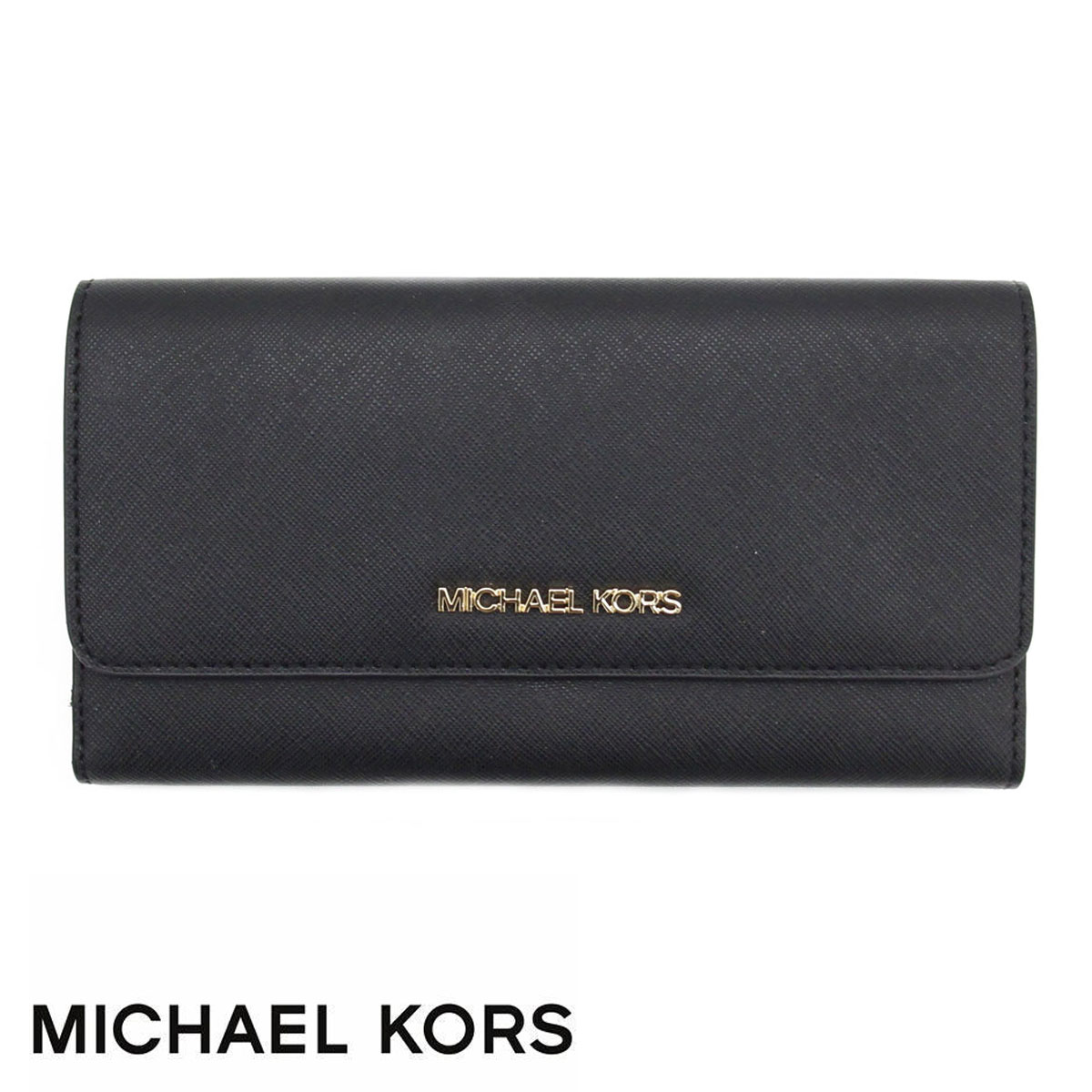 MICHAEL KORS マイケルコース 35S8GTVF7L アウトレット 三つ折り 長財布 ジェット セット トラベル レザー ラージ トライフォールド ウォレット ブラック レディース 新品【送料無料】