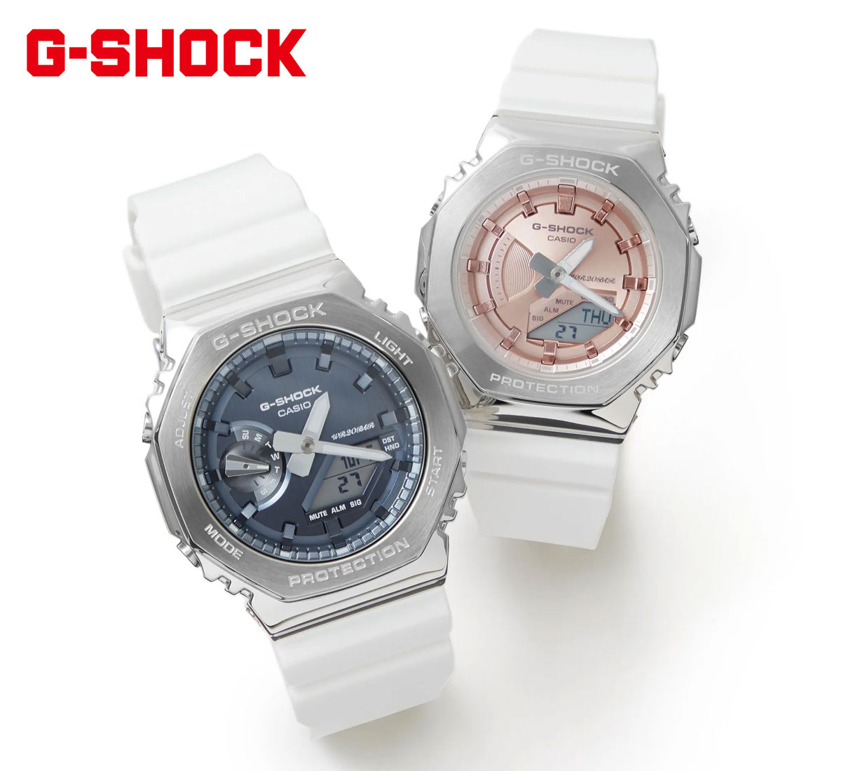 CASIO G-SHOCK GM-2100WS-7AJF GM-S2100WS-7AJF カシオ 腕時計 ペアウォッチ　プレシャスハートセレクション　八角形 オクタゴン メタルカバー　ホワイト ギフト プレゼント 