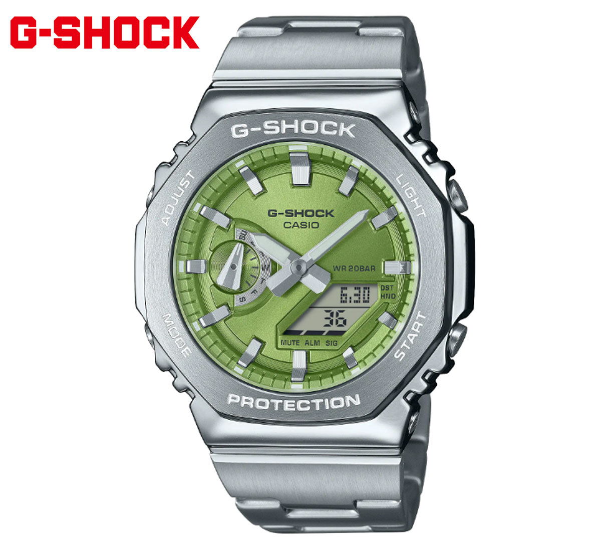 CASIO G-SHOCK　GM-2110D-3AJF カシオ 腕時計 八角形 アナログデジタル アナデジ メタルカバー メタルケース シルバー グリーン 【送料無料】のサムネイル