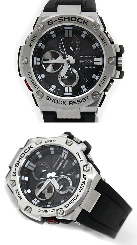 CASIO G-SHOCK GST-B100-1AJF カシオ 腕時計 メンズ G-STEEL　シルバー×ブラック Bluetooth搭載 樹脂バンド ソーラー クロノグラフ 【送料無料】