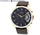 TOMMY HILFIGER トミーヒルフィガー 1710453 メンズ 腕時計　マルチファンクション アナログ クォーツ　革バンド レザーバンド　ネイビー文字盤 ギフト プレゼント 【送料無料】