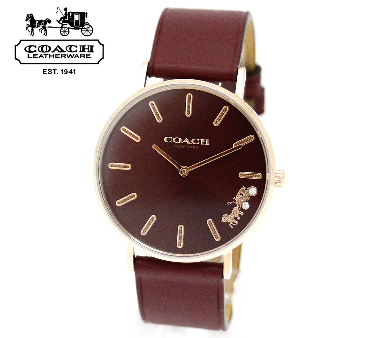 COACH コーチ 14503851 PERRY ペリー 36MM 腕時計 レディース 女性用 レザーバンド 革バンド アナログ クオーツ チ ダークレッド 【送料無料】