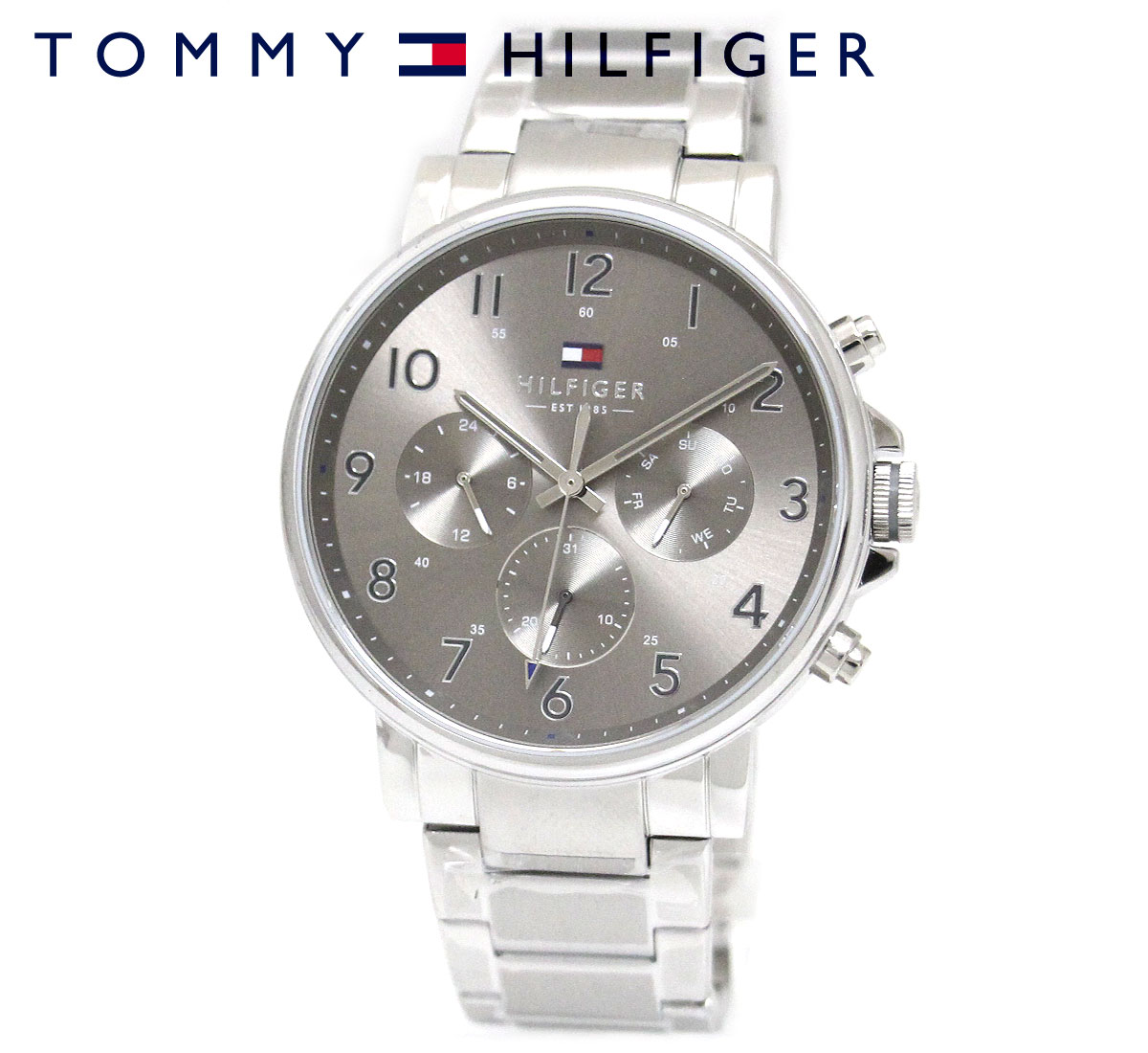 TOMMY HILFIGER トミーヒルフィガー 1710382 メンズ 腕時計 男性用 アナログ クォーツ シルバー グレー文字盤 カジュアル ギフト プレゼント 【送料無料】