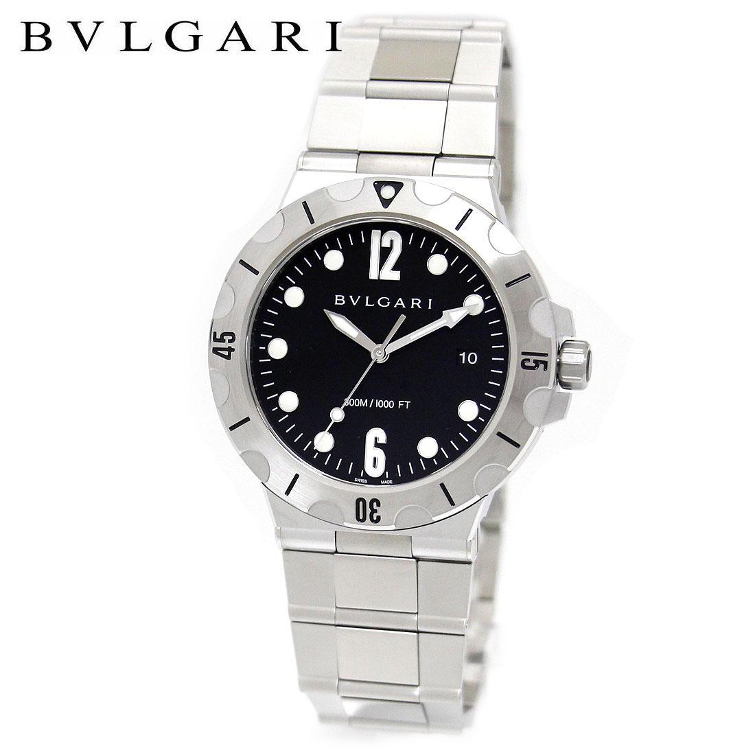 BVLGARI ブルガリ DP41BSSSD DIAGONO ディアゴノ ウォッチ 腕時計 自動巻き メンズ 男性用 ダイバーズウォッチ シルバー ブラック文字盤 ギフト プレゼント 専用BOX 新品 【送料無料】