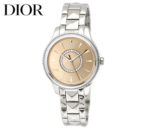 DIOR ディオール CD152110M006 VIII ディオール8 Montaigne　モンテーニュ　腕時計 32MM クオーツ レディース　ウォッチ　ダイヤ入り シルバー×ピンク文字盤 サンブラッシュ ダイアル 【送料無料】