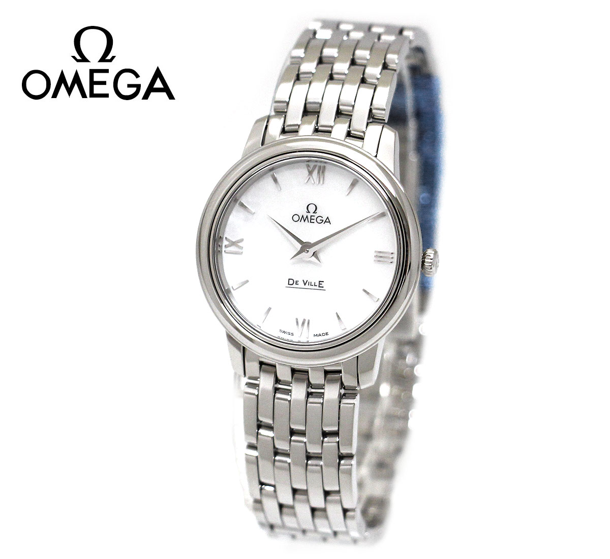 OMEGA オメガ 424.10.27.60.05.001 DE VILLE デ・ヴィル PRESTIGE プレステージ 29.4MM 女性 レディース 腕時計 クオーツ 並行輸入品 ホワイトマザーオブパール文字盤 【送料無料】