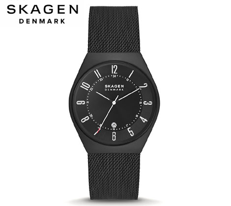 SKAGEN スカーゲン SKW6817 GRENEN グレーネン 三針日付 ミッドナイト ステンレススチール メッシュウォッチ ブラック メンズ 腕時計 正規品 アナログ 