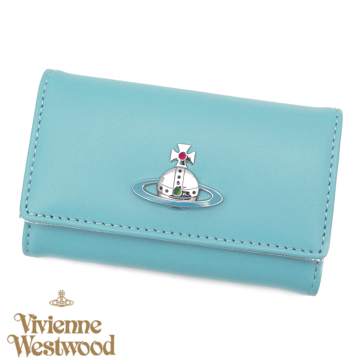 VivienneWestwood ヴィヴィアンウエストウッド 5107004HU L001L K402 NAPPA 4連キーケース キーホルダー ブルー×シルバー 新品 【送料無料】