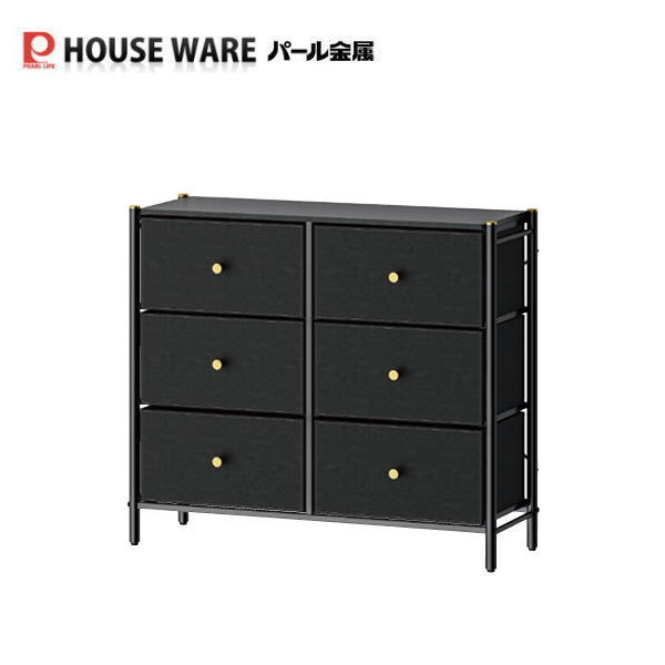 Rakuten - GOLDVEL エレガントチェスト3段ダブルW89 ブラック N-7100 【条件付送料無料】 パール金属　家具　インテリア雑貨　日用品　フェイクレザー