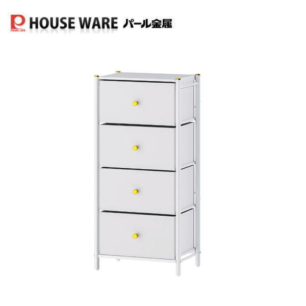 GOLDVEL エレガントチェスト4段W46 ホワイト N-7105 【条件付送料無料】 パール金属 家具 インテリア雑貨 日用品 フェイクレザー