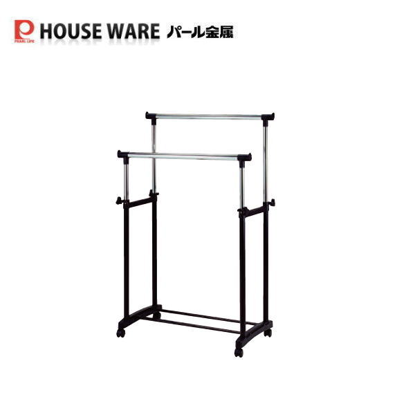 Rakuten - 極太パイプハンガーSP-75 ダブル N-7602 【条件付送料無料】 パール金属　家具　インテリア雑貨　日用品 キャスター付き スチールラック