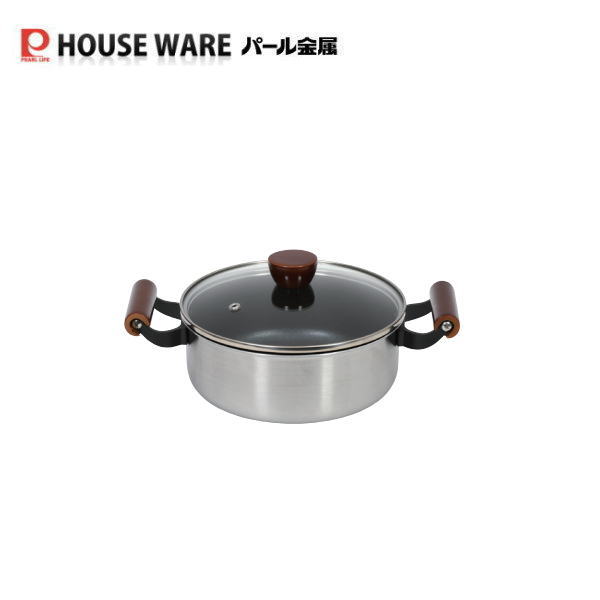 Glass Fry Pans - ファストクック2層鋼ダイヤモンドコートIH対応ガラス蓋付両手鍋20cm HC-0209 パール金属HC-209