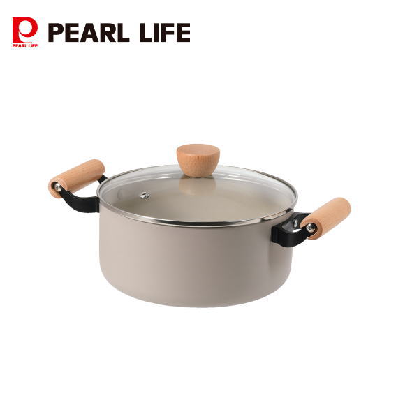 Rakuten - スプル ふっ素加工IH対応ガラス蓋付木柄深型両手鍋20cm HC-0881 【条件付送料無料】家庭用 キッチン用品 調理用品 料理鍋 片手鍋 両手鍋 深型フライパン HC-881