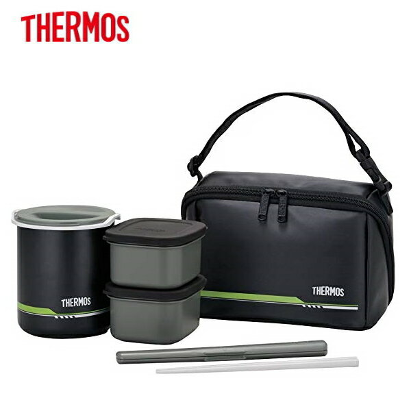 サーモス　THERMOS 保温弁当箱 DBQ-502 【大容量ごはん容器にステンレス製魔法瓶・魔法びん真空断熱構造保温ケース、育ち盛りの男子 女子に、成人男性女性にも人気、ごはん1段 おかず2段のセット 専用ポーチ 箸 ハシケース付き】