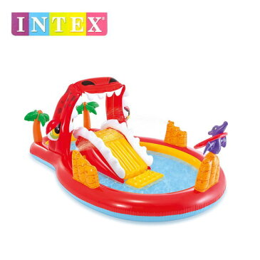 インテックス ハッピーダイノプレイセンター U-57160 【条件付送料無料】INTEX(キャプテンスタッグ) ベランダやお庭で水遊び・水あそび・家庭用大型プール・子供用ビニールプール・滑り台(すべり台)付き ※廃番予定品