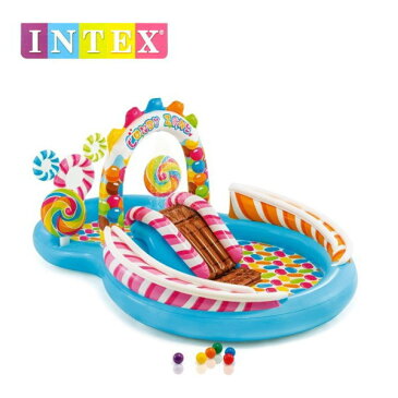 インテックス キャンディプレイセンター U-57149 【条件付送料無料】 INTEX(キャプテンスタッグ) ベランダやお庭で水遊び・水あそび・家庭用大型プール・子供用ビニールプール・滑り台（すべり台）付き