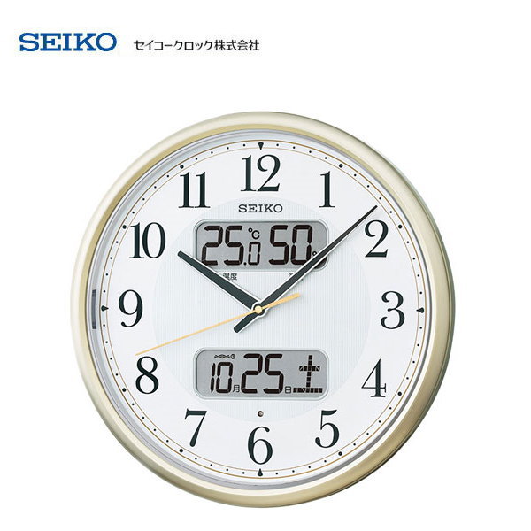 セイコー(SEIKO) 液晶付き夜間自動点灯電波掛け時計 KX384S 【条件付送料無料】 カレンダー、温度計・..