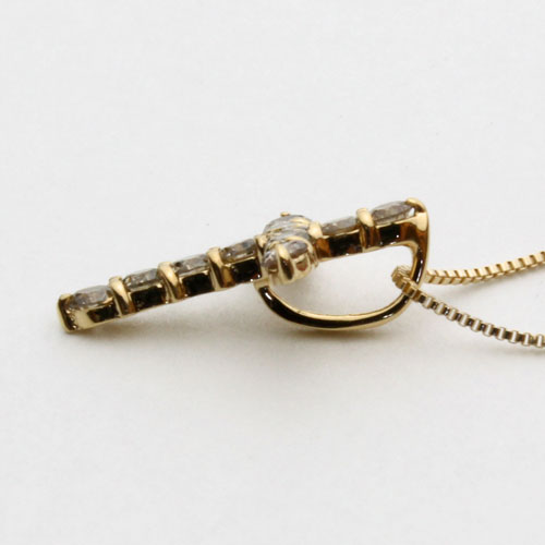 18金 ダイヤモンドクロス ペンダント (ダイヤ0.2ct・シャンパンカラー)