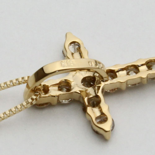 18金 ダイヤモンドクロス ペンダント (ダイヤ0.2ct・シャンパンカラー)