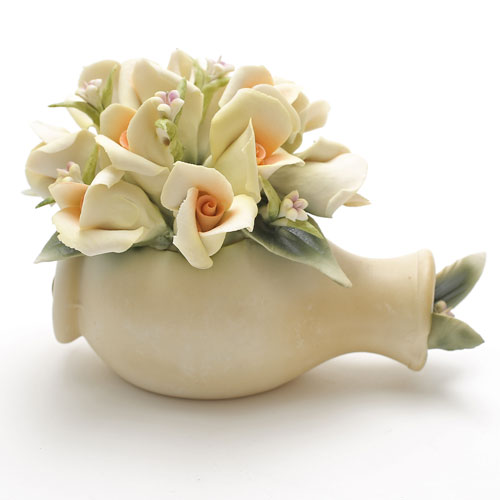 ▼送料無料・消費税込▼ナポリ職人手作りイタリア製 カポディモンテ焼き（花とつぼ）