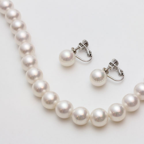シェルパールネックレス & イヤリング (10mmホワイト)セレモニーフォーマル 結婚式 披露宴 卒業式 入学式 卒園式 冠婚葬祭 葬式 成人祝い 誕生石 就職...
