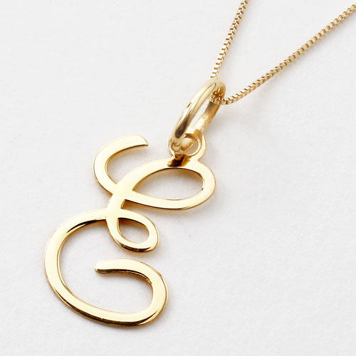 18金 ペンダント イニシャルネックレス 10金ベネチアンチェーン付 刻印入 k18 k10【18金 ...
